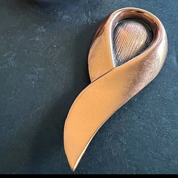 Vintage Mid Century Mod Renoir COPPER hinged Cuff Bracelet & Brooch Set - Picture 2 of 15